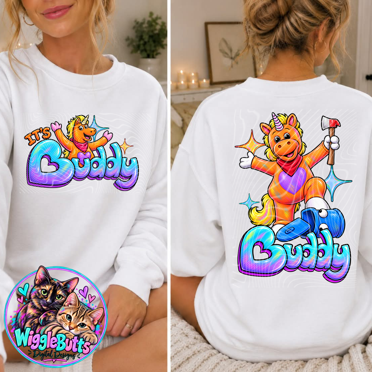 Horror Unicorn PNG Design and Matching Back PNG Design