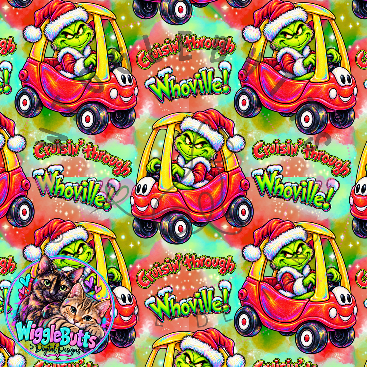 Green Guy Christmas Cruisin Seamless File PNG Design