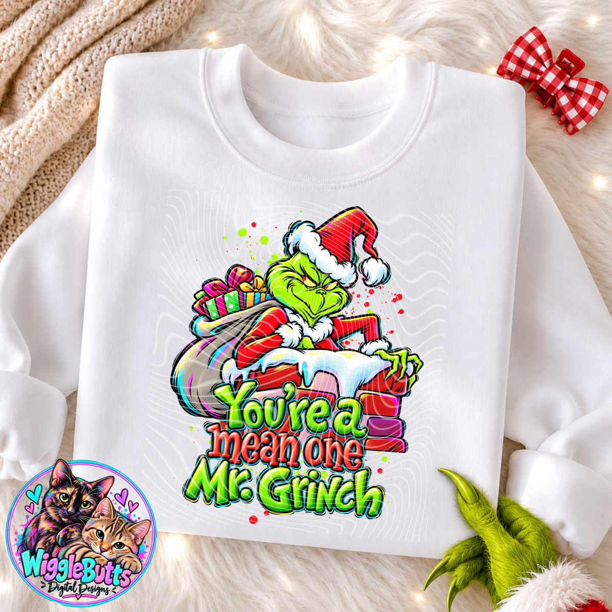 Green Guy Christmas You're Mean PNG Design