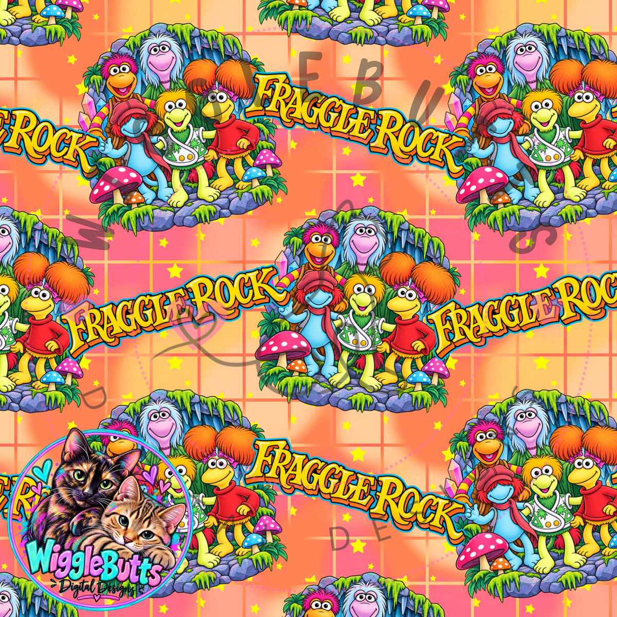 Retro Puppet Rock Show PNG Seamless File Design