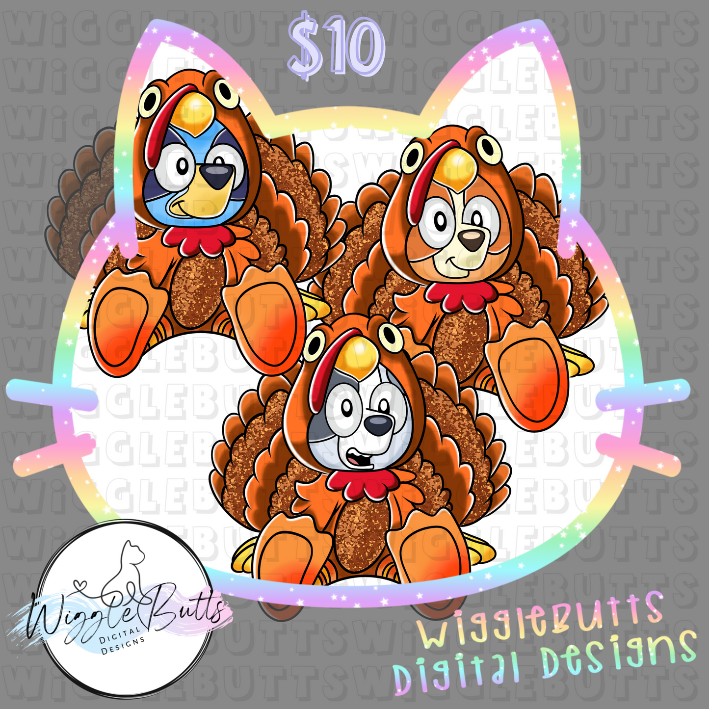 Blue Dog Puppies Thanksgiving Turkey ClipArt Bundle