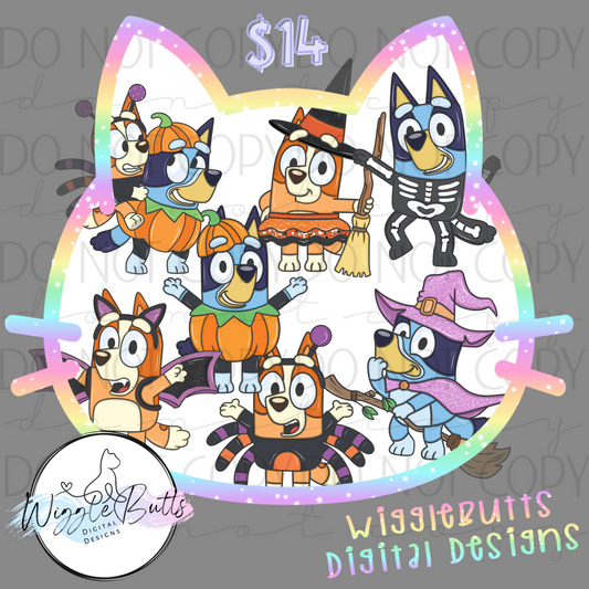 Blue Dog Puppies Halloween ClipArt Bundle