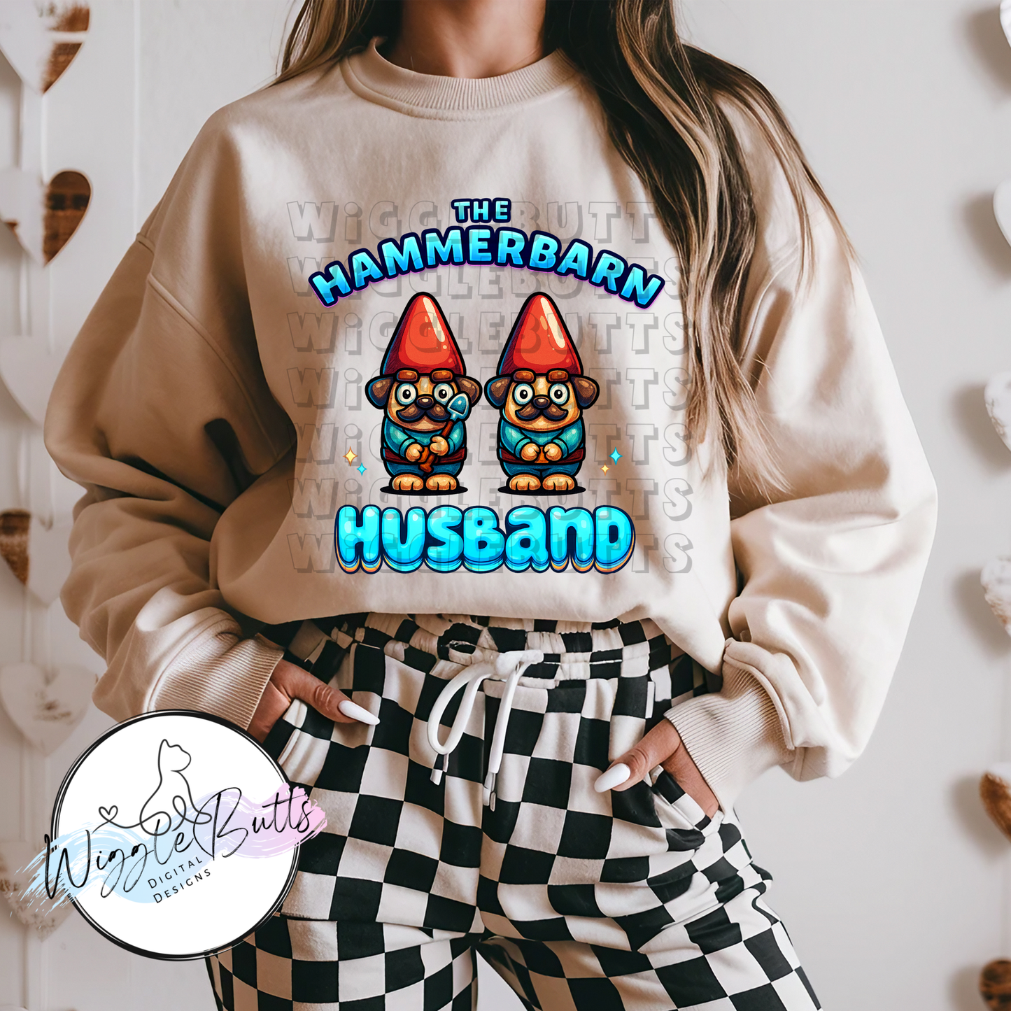 Blue Dog Puppies Gnome Husband PNG Design