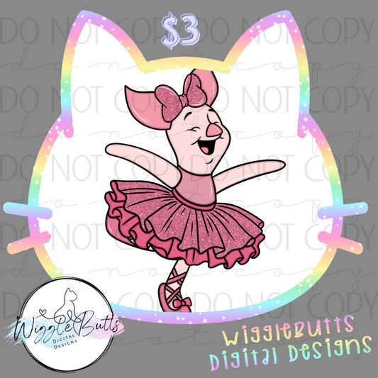 Honey Bear Pig Ballerina ClipArt Piece