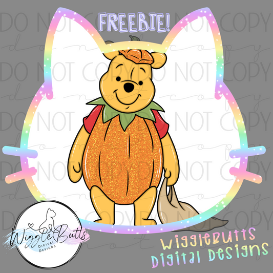 Honey Bear Halloween Pumpkin ClipArt Piece
