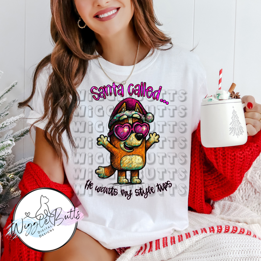 Blue Dog Puppies Orange Santa Called Christmas PNG Design