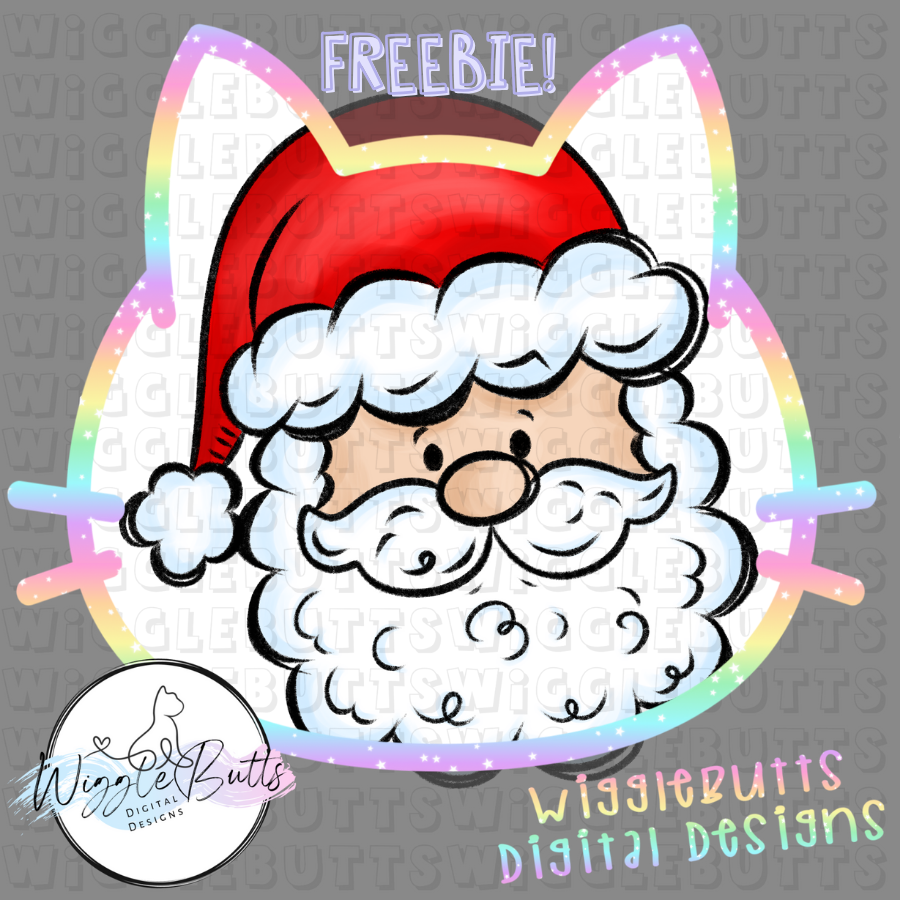 Santa Painted Doodle Light Skin ClipArt Piece