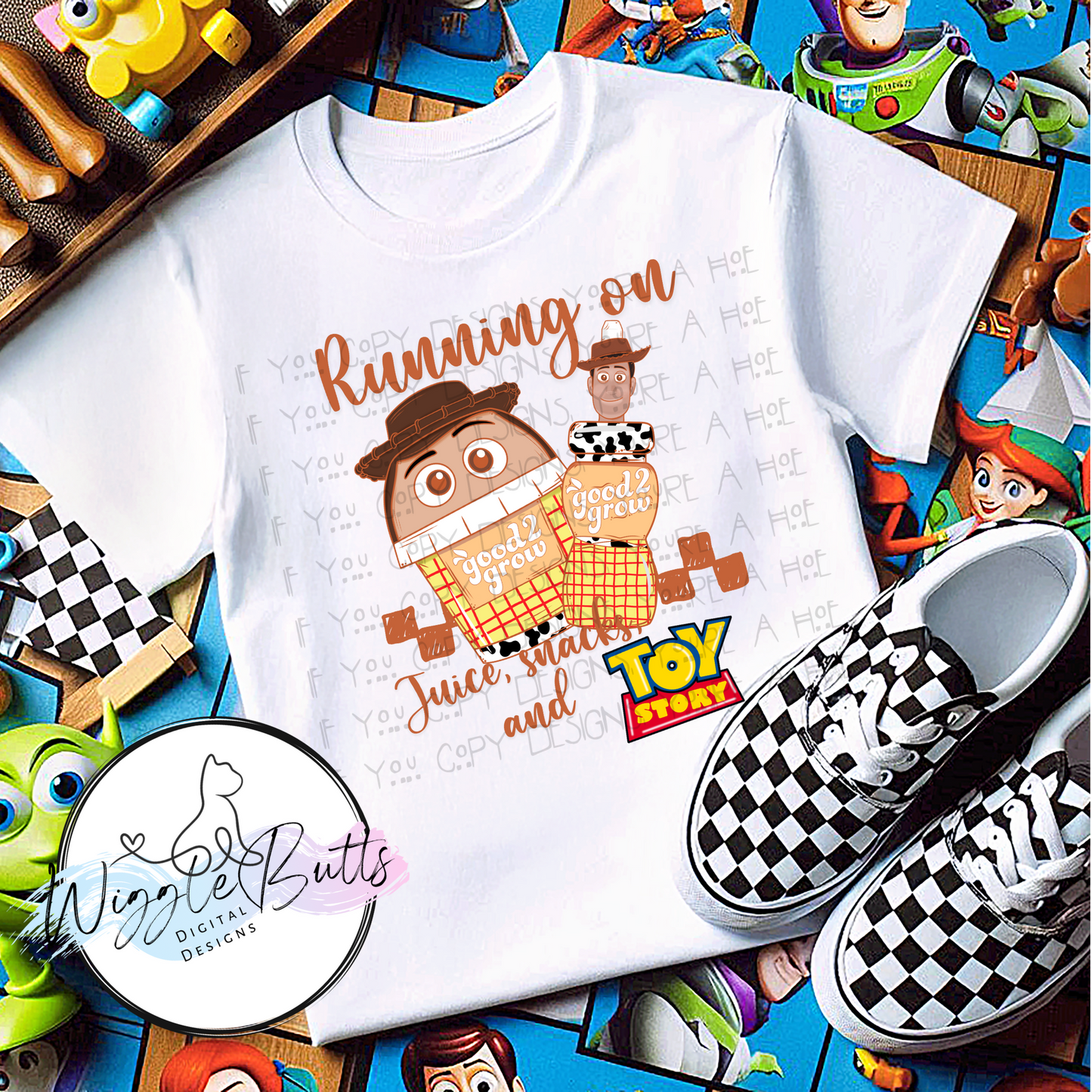 Running on juice snacks and toys PNG Design