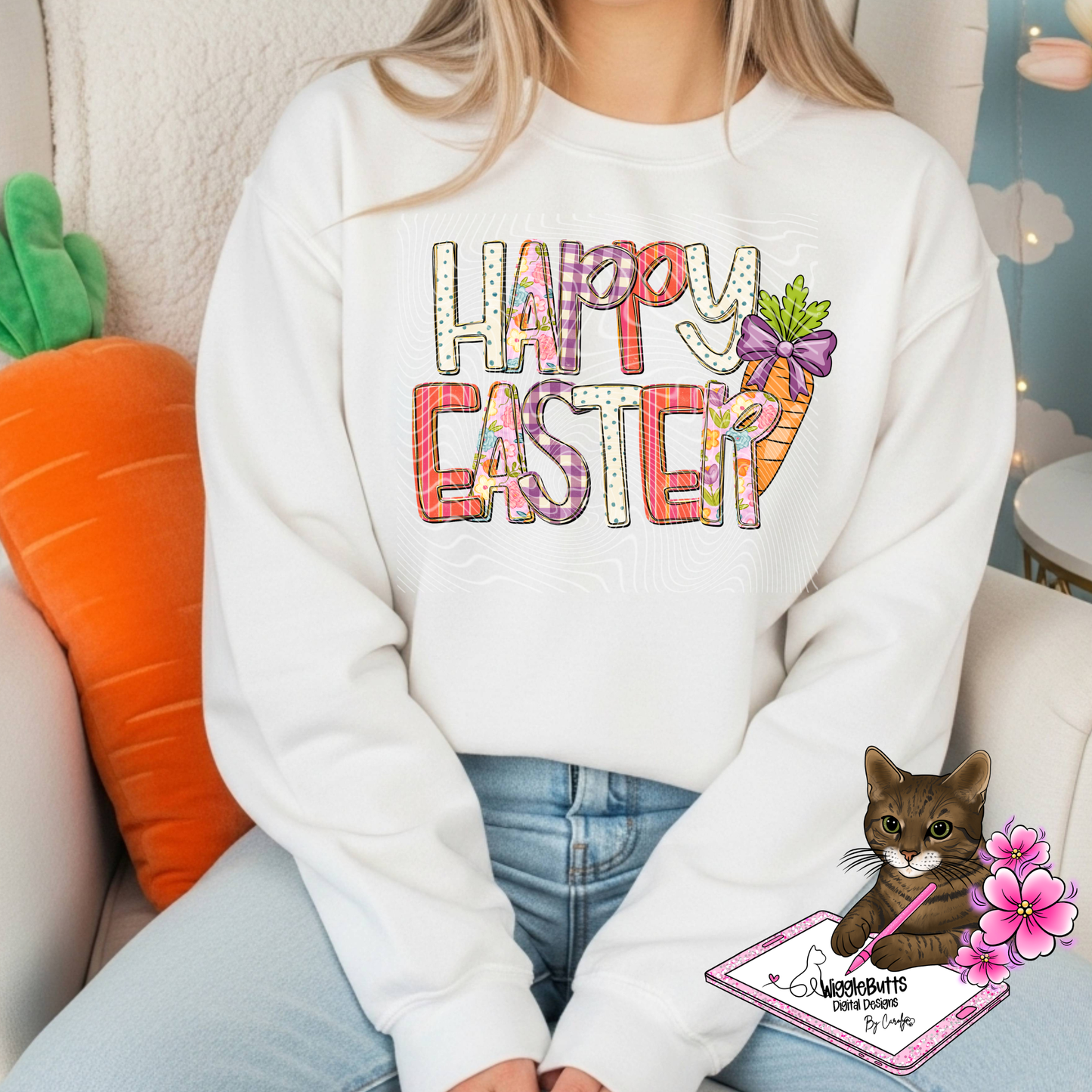 Happy Easter Carrot PNG Design