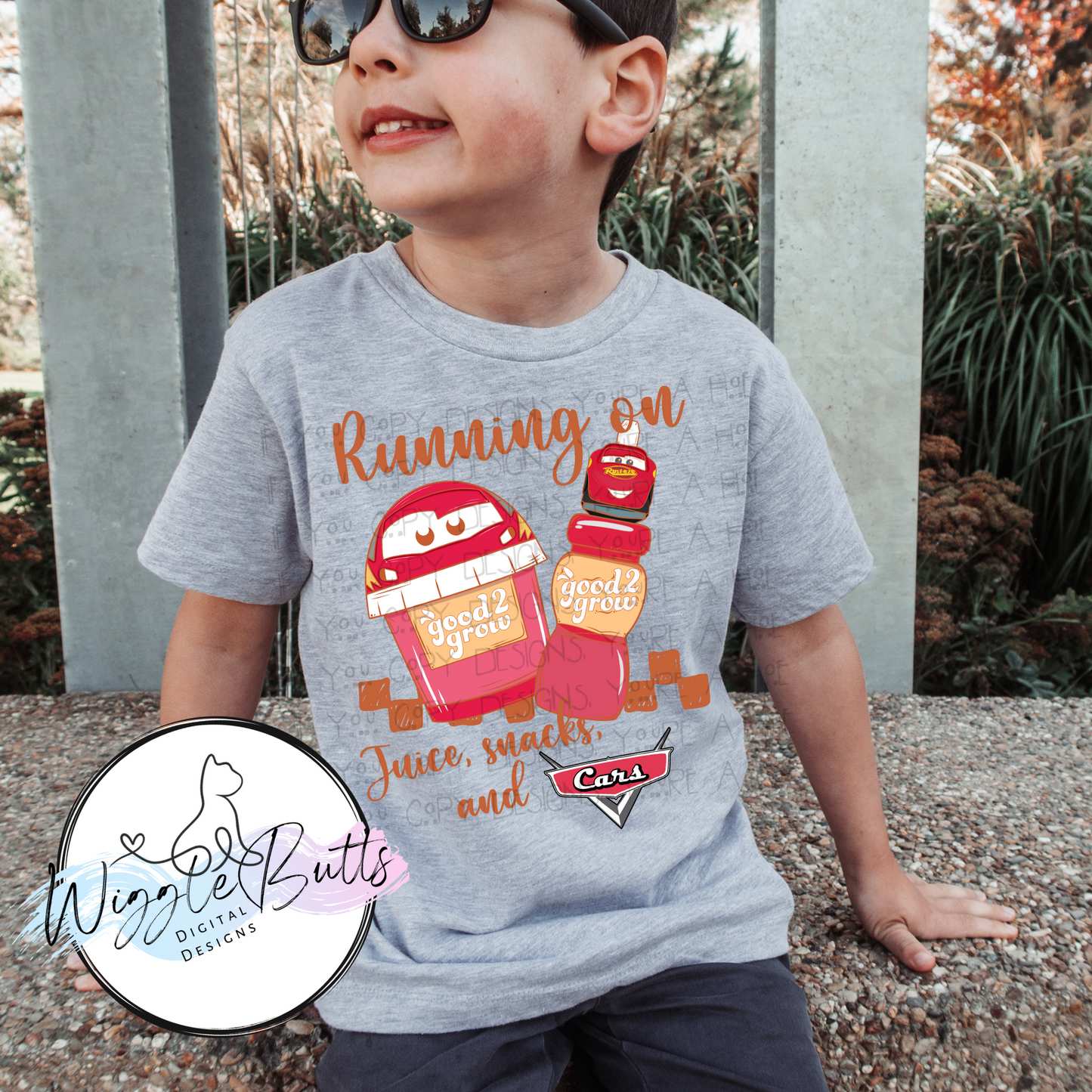 Running on juice snacks and cars trucks PNG Design