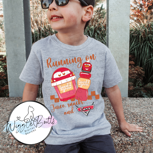 Running on juice snacks and cars trucks PNG Design