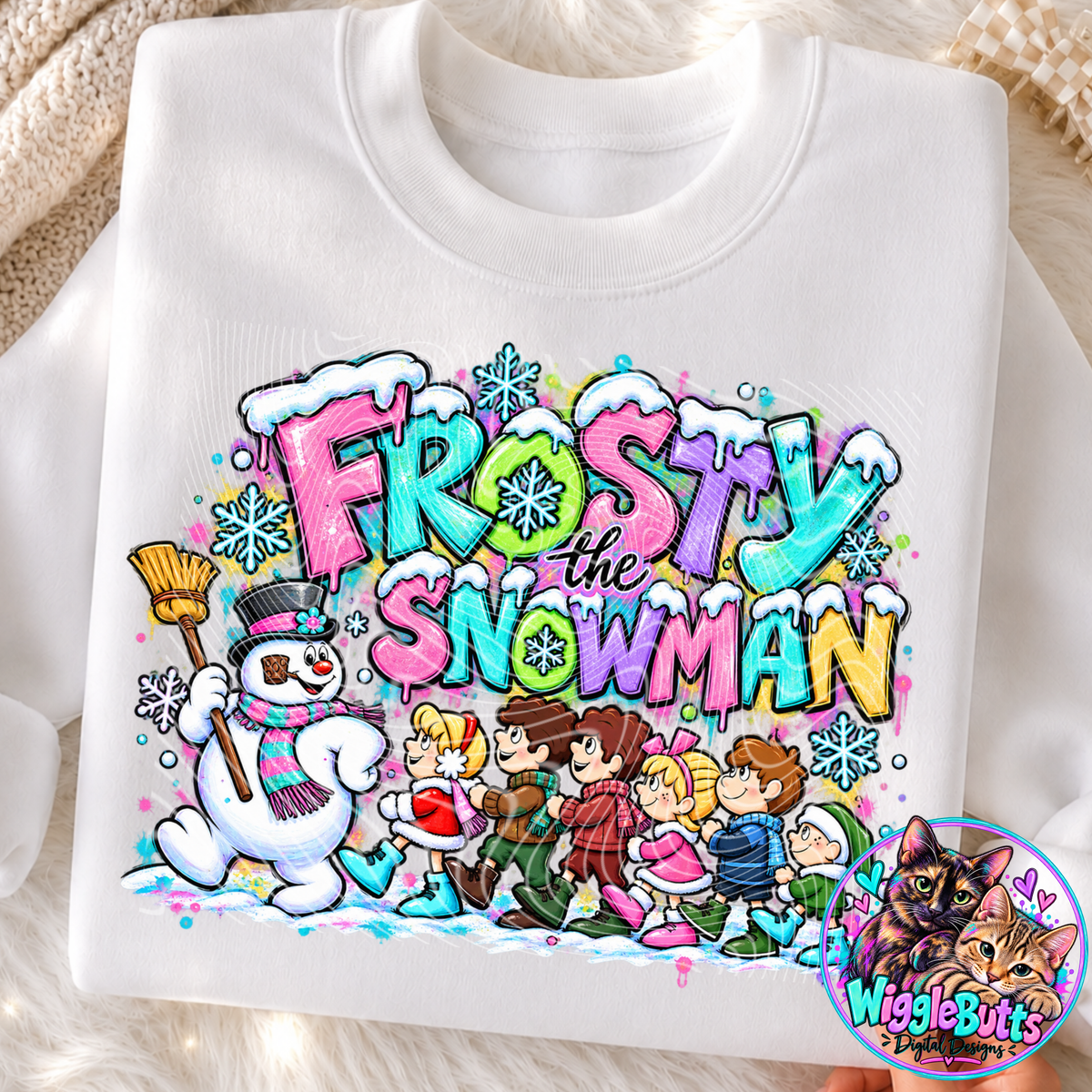Christmas Snowman and Kids Winter PNG Design