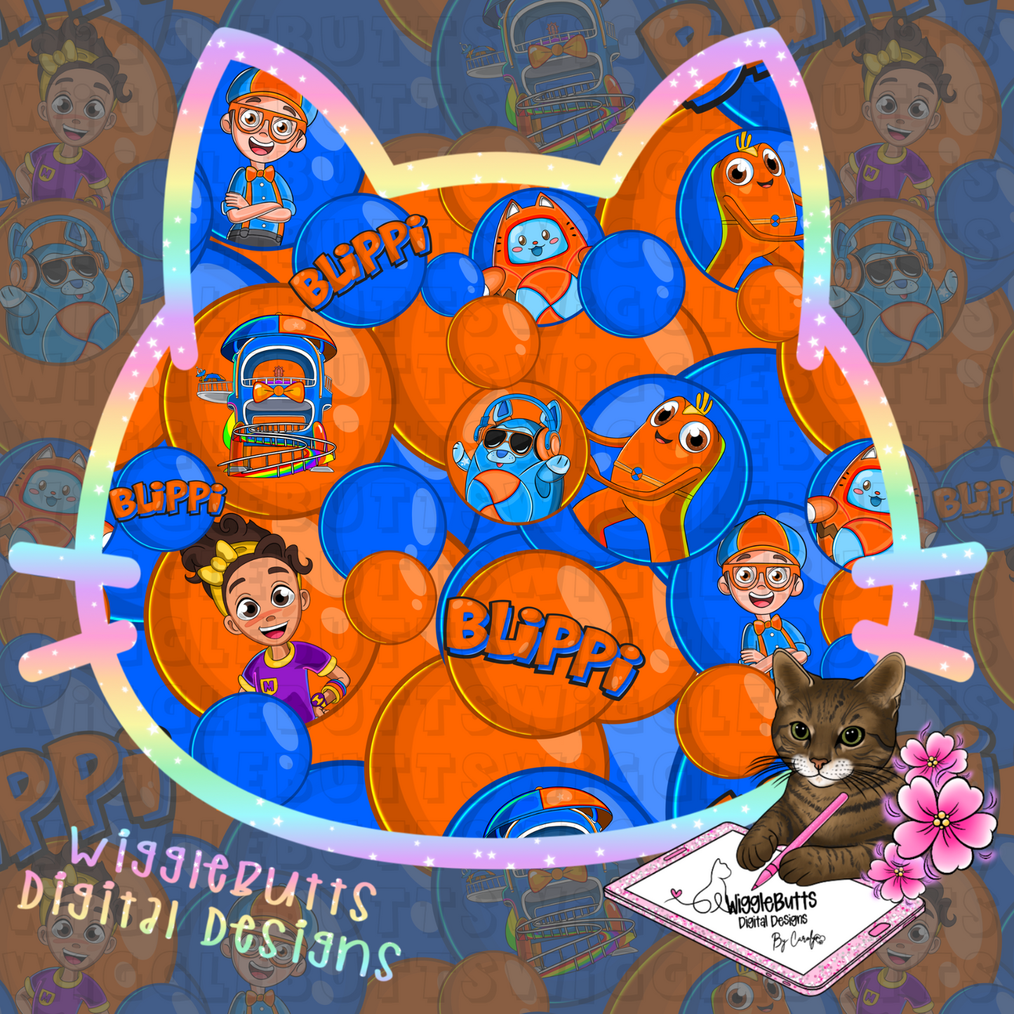 Blue and Orange Guy Seamless File PNG Design