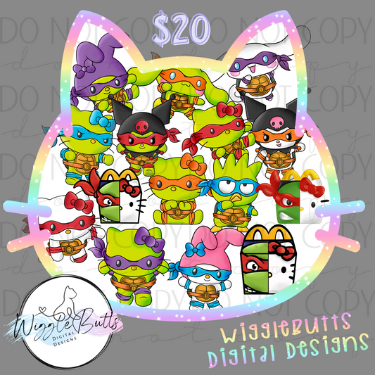 Kitty and Friends Turtles ClipArt Bundle