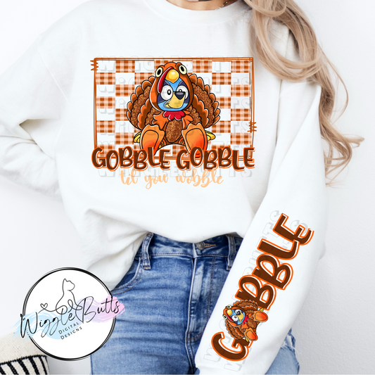 Blue Dog Puppies Blue Thanksgiving Turkey PNG Design and Matching PNG Sleeve Design