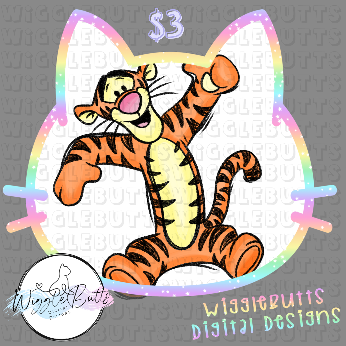 Honey Bear and Friends Tiger Painted Doodle ClipArt Piece