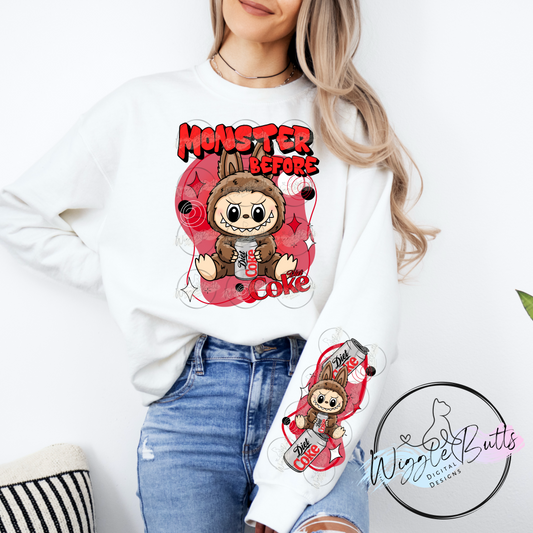 Little Monsters Red Diet Soda Pop PNG Design and Matching PNG Sleeve Design
