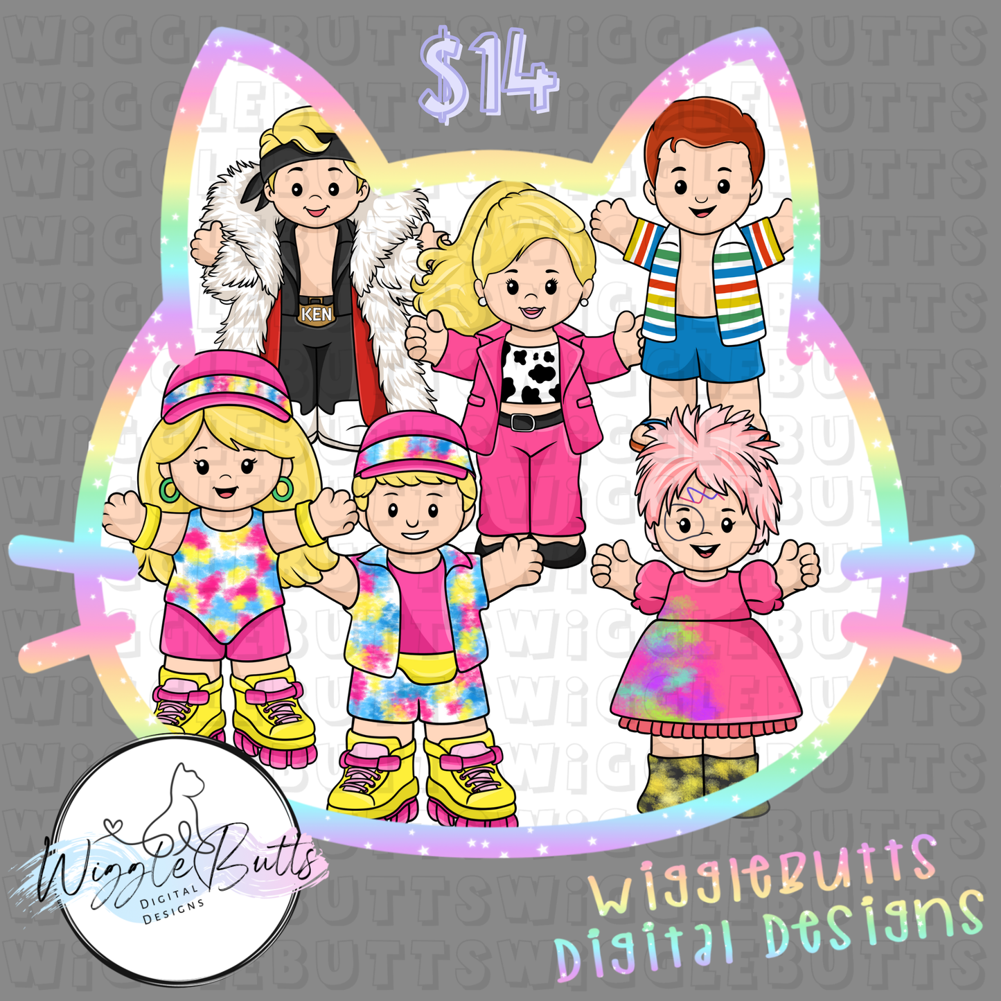 Retro Blonde Doll Little Ones ClipArt Bundle