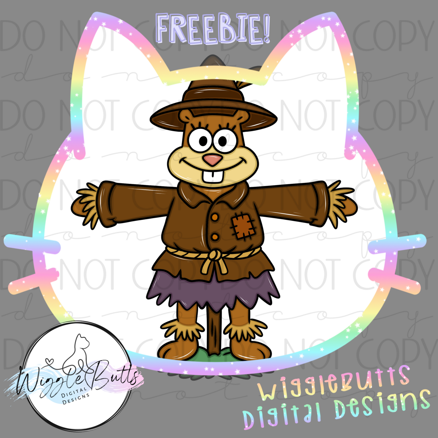 Yellow Sponge Squirrel Fall Scarecrow ClipArt Piece