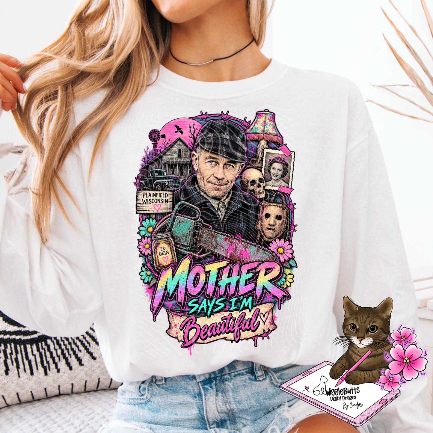 Mother says I'm Beautiful Horror PNG Design