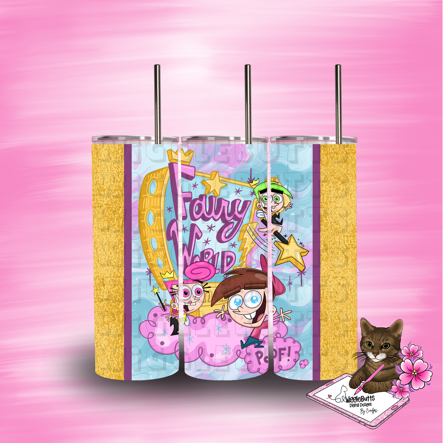 Fairy Parents World 20oz Tumbler Wrap PNG Design