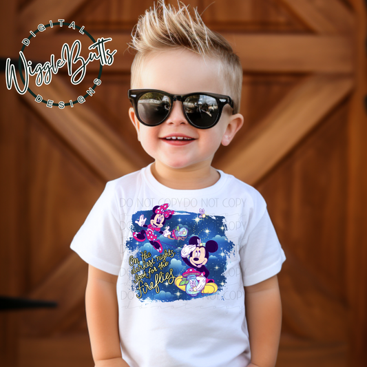 Mouse Chasing Fireflies PNG Design