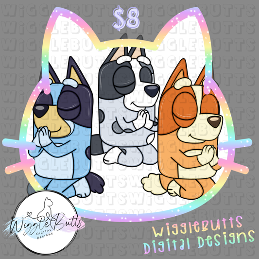 Blue Dog Puppies Praying ClipArt Bundle