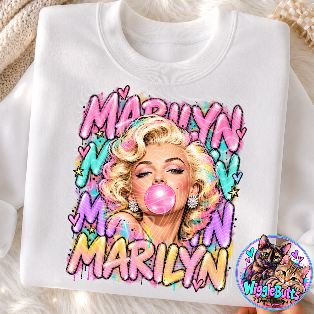 Blonde Movie Star Pastel Girlie PNG Design