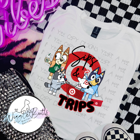 Dogs Puppy Sips and Trips PNG Design