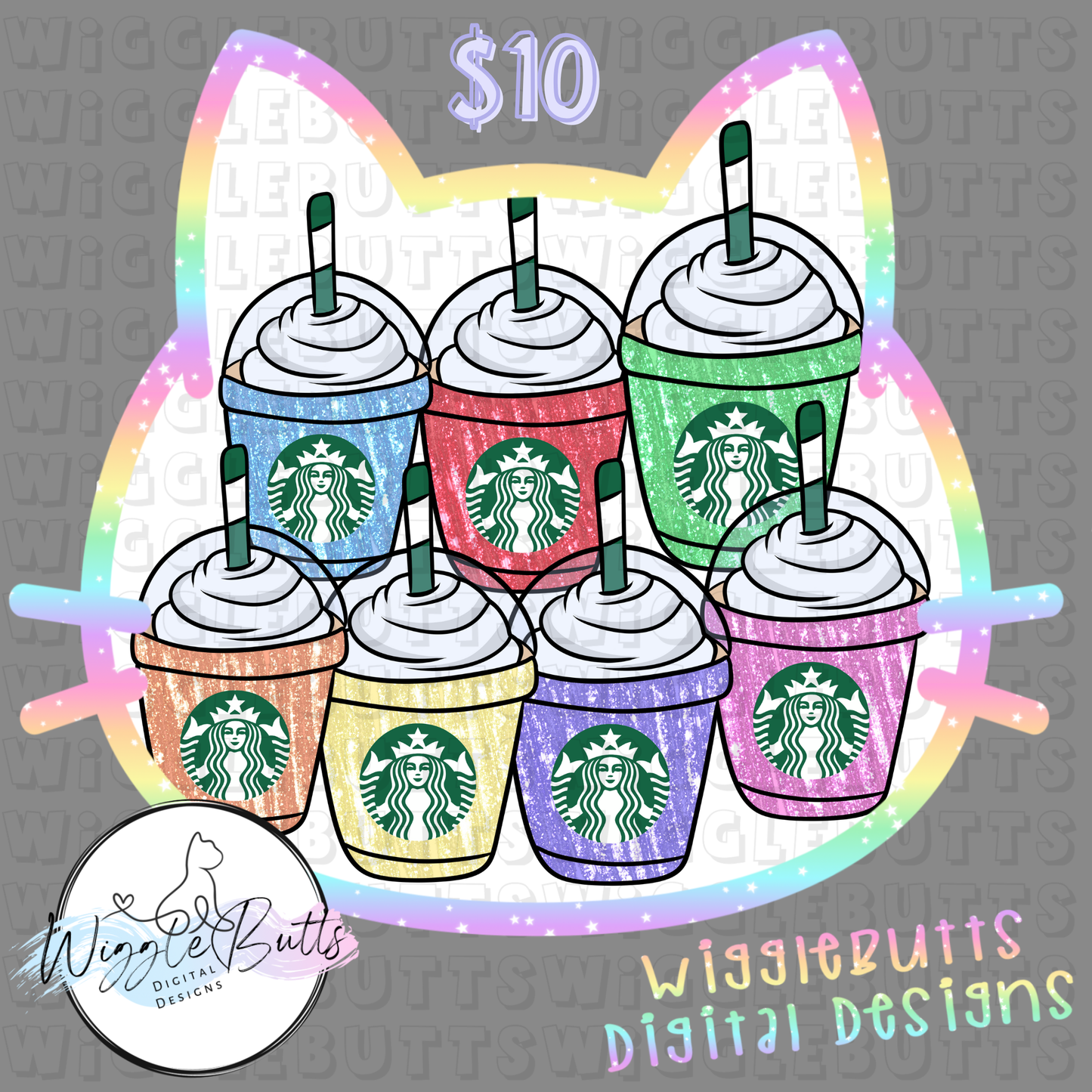 Coffee Lovers Green Pastel Spring Lattes ClipArt Bundle