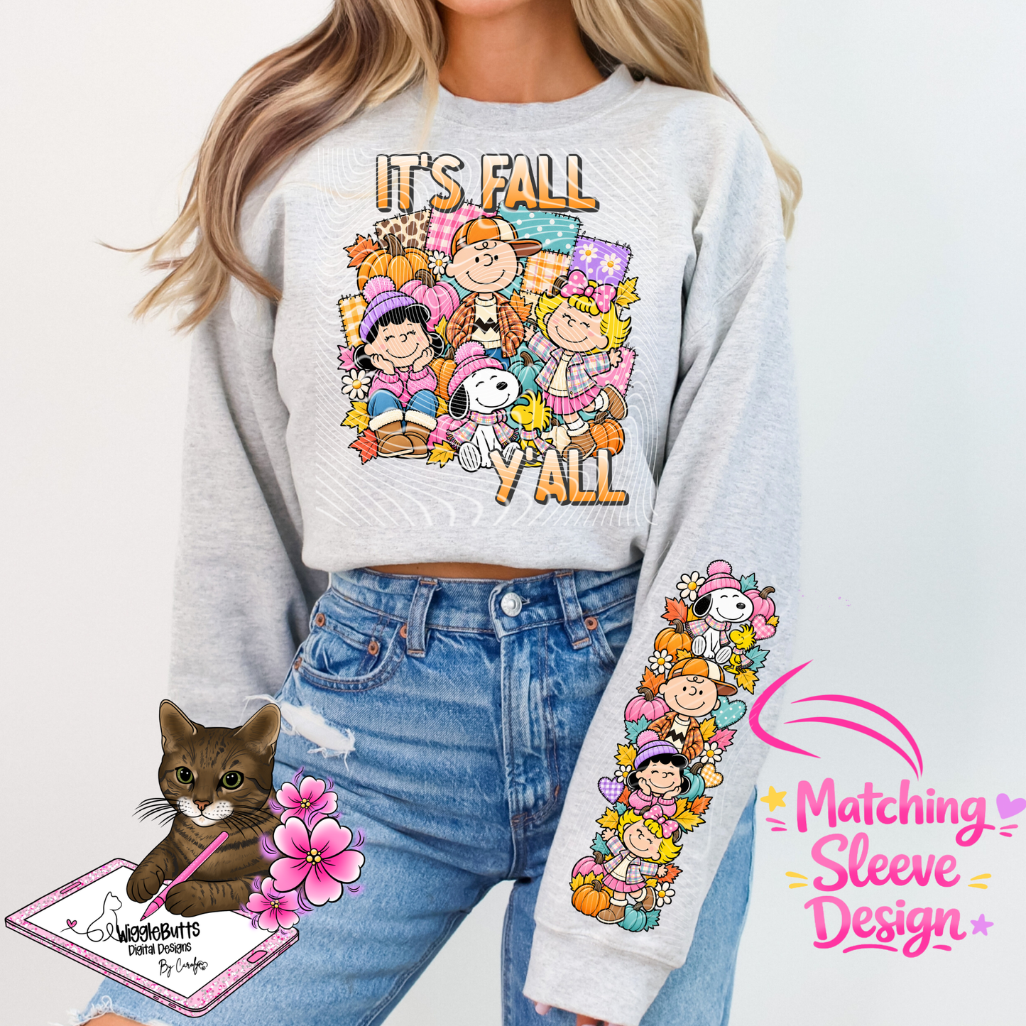 Old School Retro Peanut Kids PNG Design and Matching PNG Sleeve Design