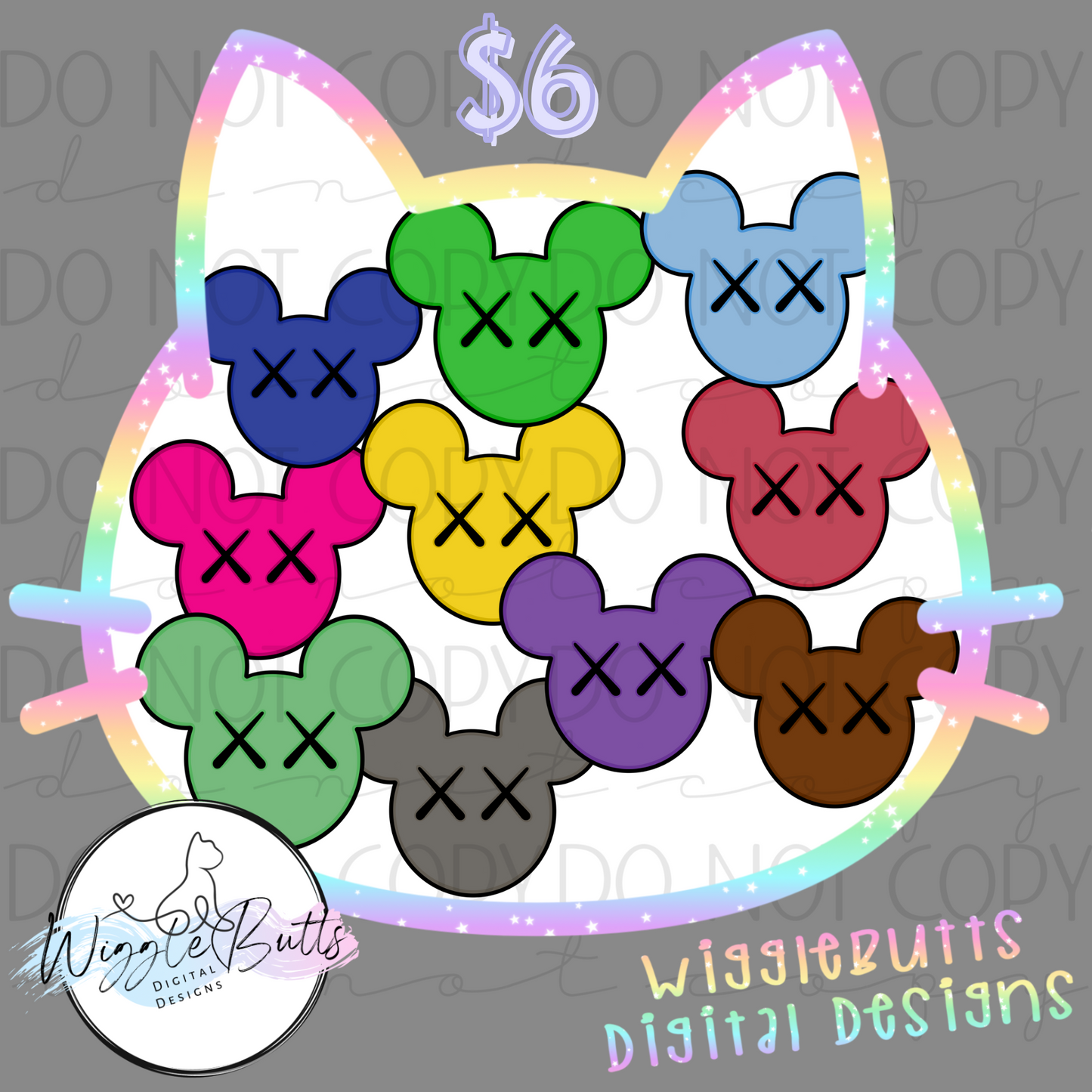 X Eyes Mouse Heads ClipArt Bundle