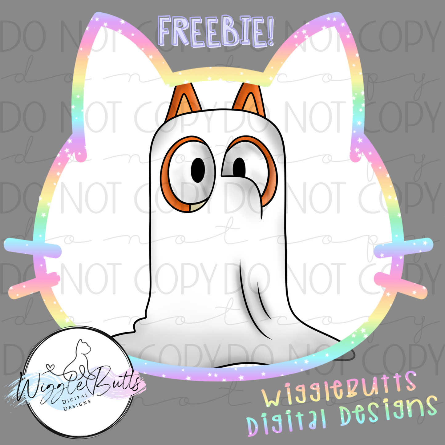 Blue Dog Puppies Boo Halloween Ghost ClipArt Piece