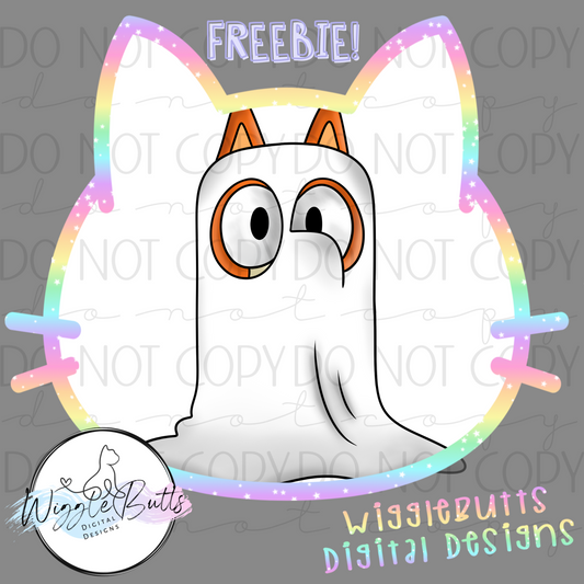 Blue Dog Puppies Boo Halloween Ghost ClipArt Piece