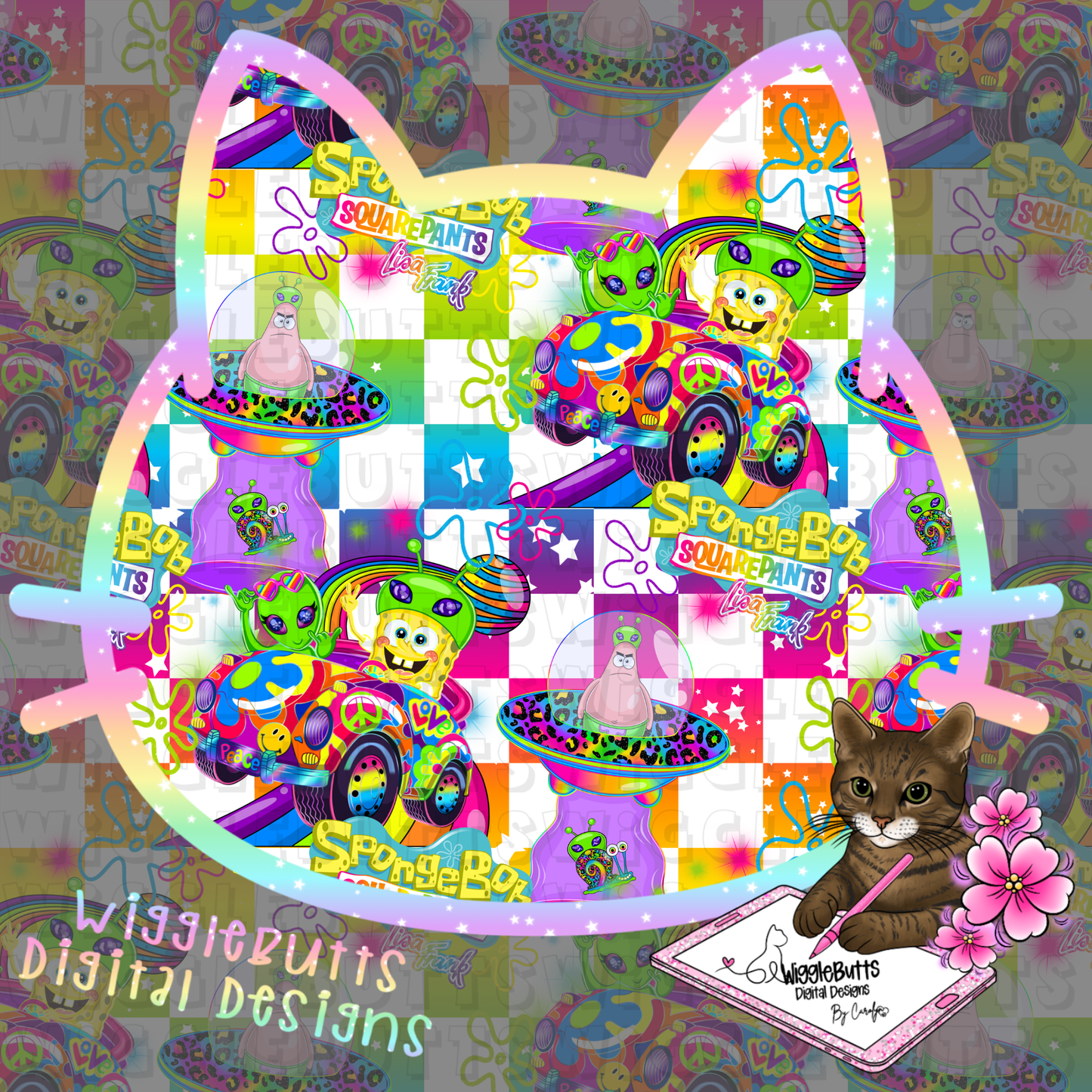 Yellow Sponge 90s Rainbow Style Seamless File