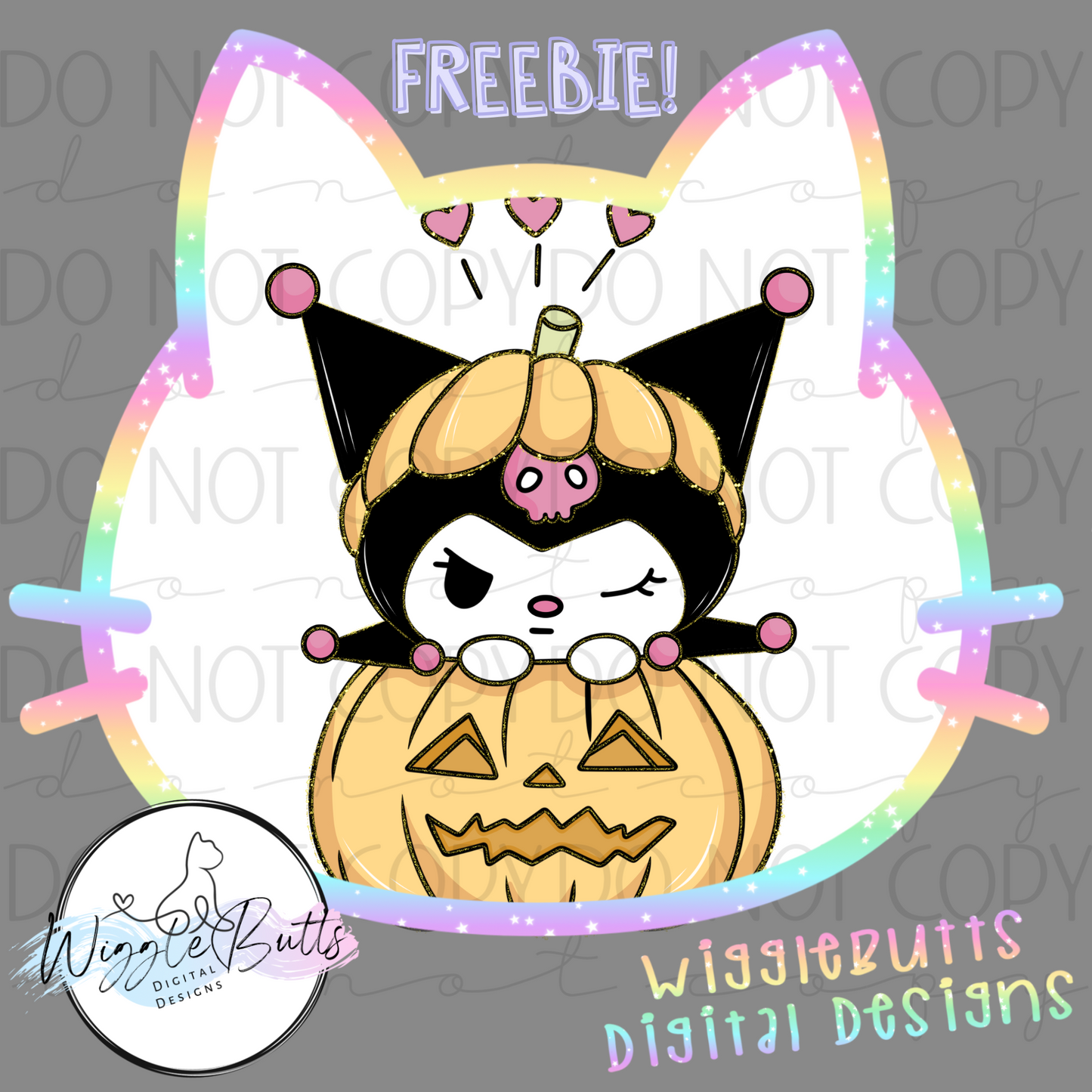Kitty and Friends Halloween Pumpkin ClipArt Piece