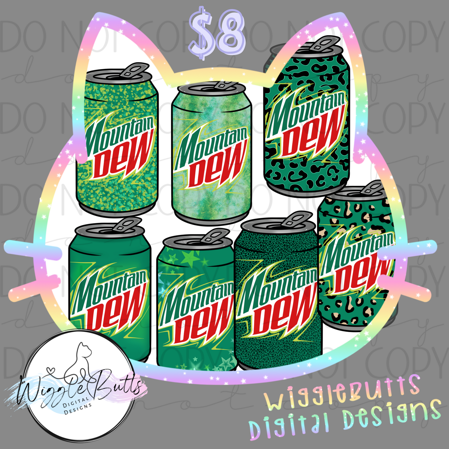 Boujee Green Soda Cans ClipArt Bundle