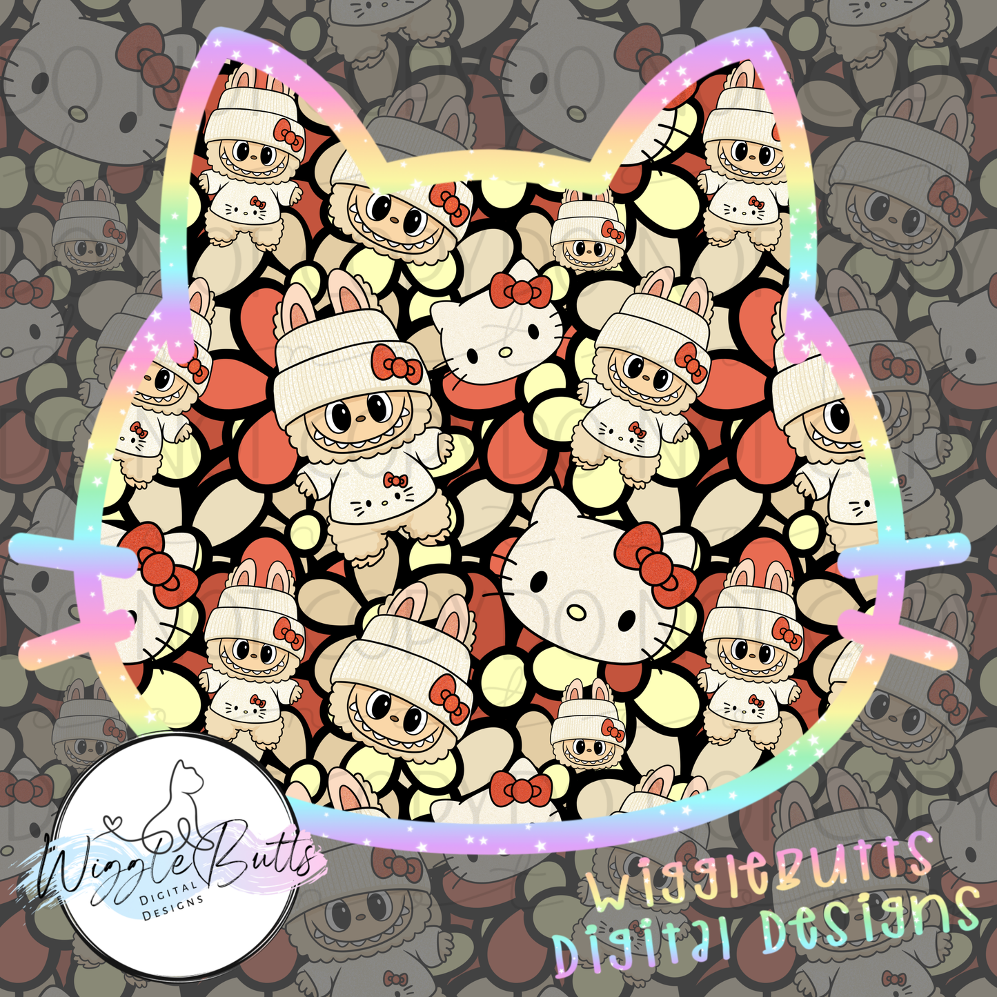 Anime Kitty and Friends Little Monsters Seamless File