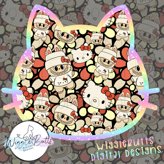 Anime Kitty and Friends Little Monsters Seamless File