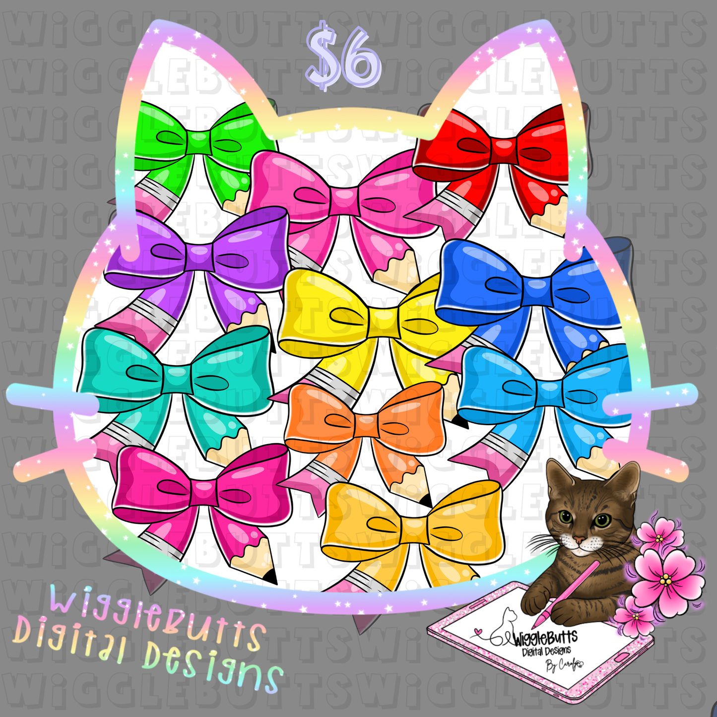 Back to School Supplies Pencil Bows ClipArt Bundle