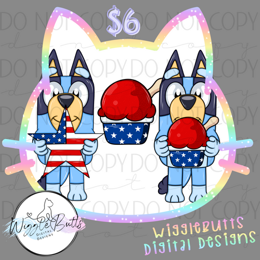 Blue Dog Puppy 4th of July ClipArt Bundle
