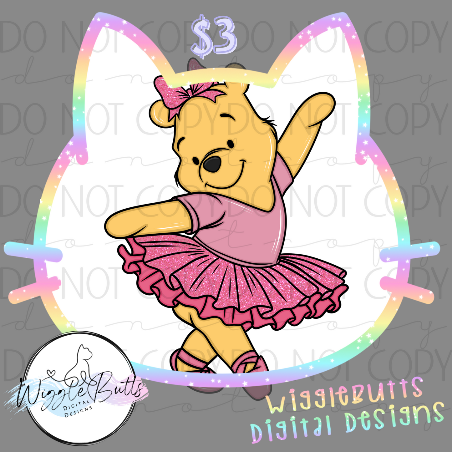 Honey Bear Ballerina ClipArt Piece