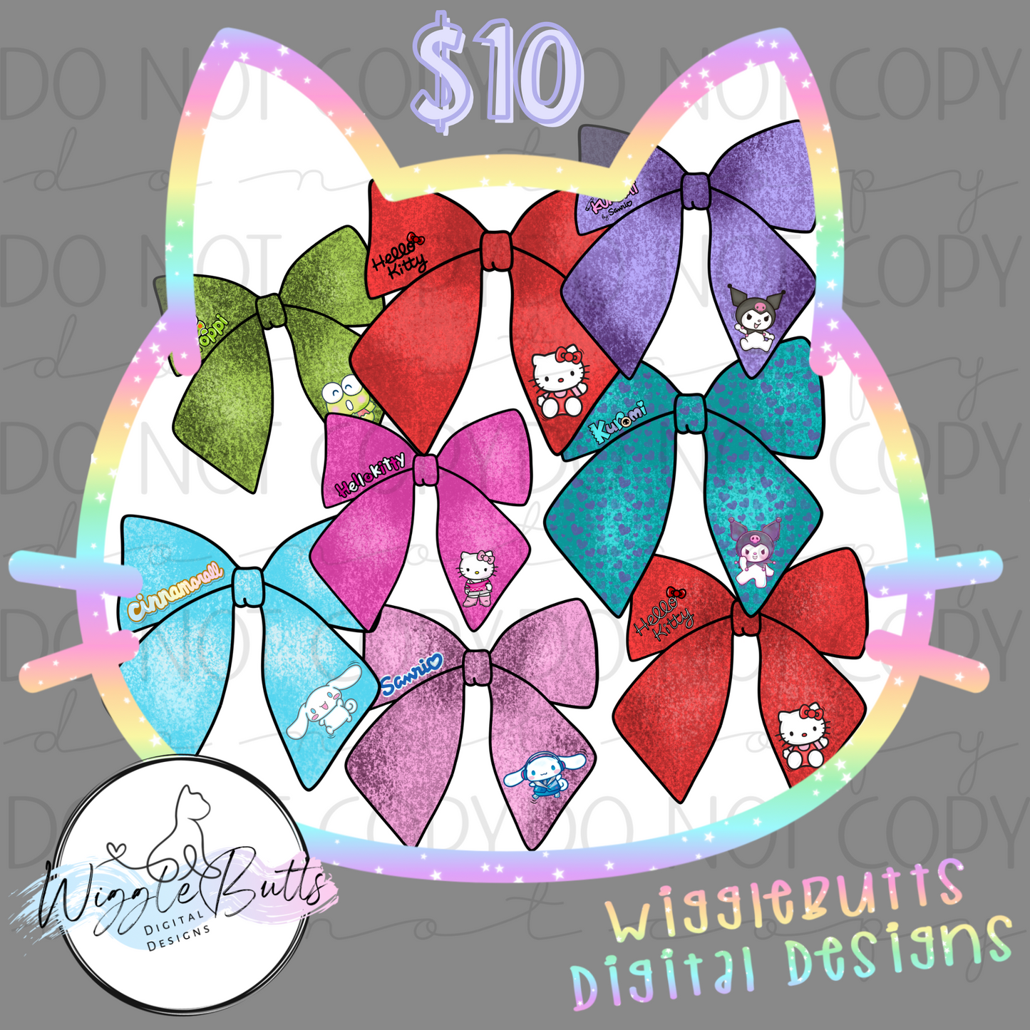 Anime Kitty and Friends Bows ClipArt Bundle