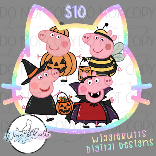 Pig Character Halloween ClipArt Bundle