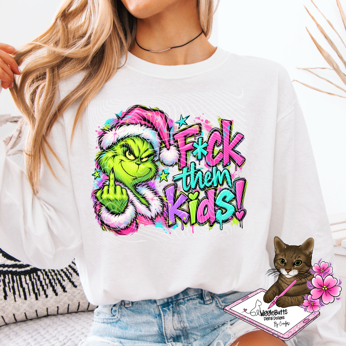 Green Guy Christmas F*ck them kids PNG Design