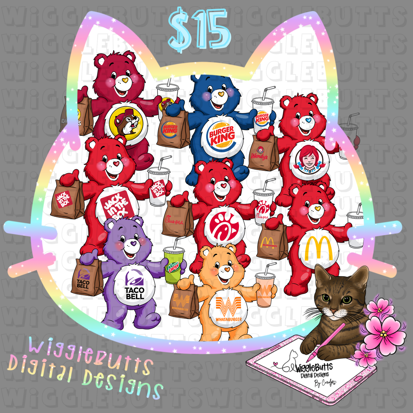 Retro 80s 90s Bears Fast Food Restaurants ClipArt Bundle