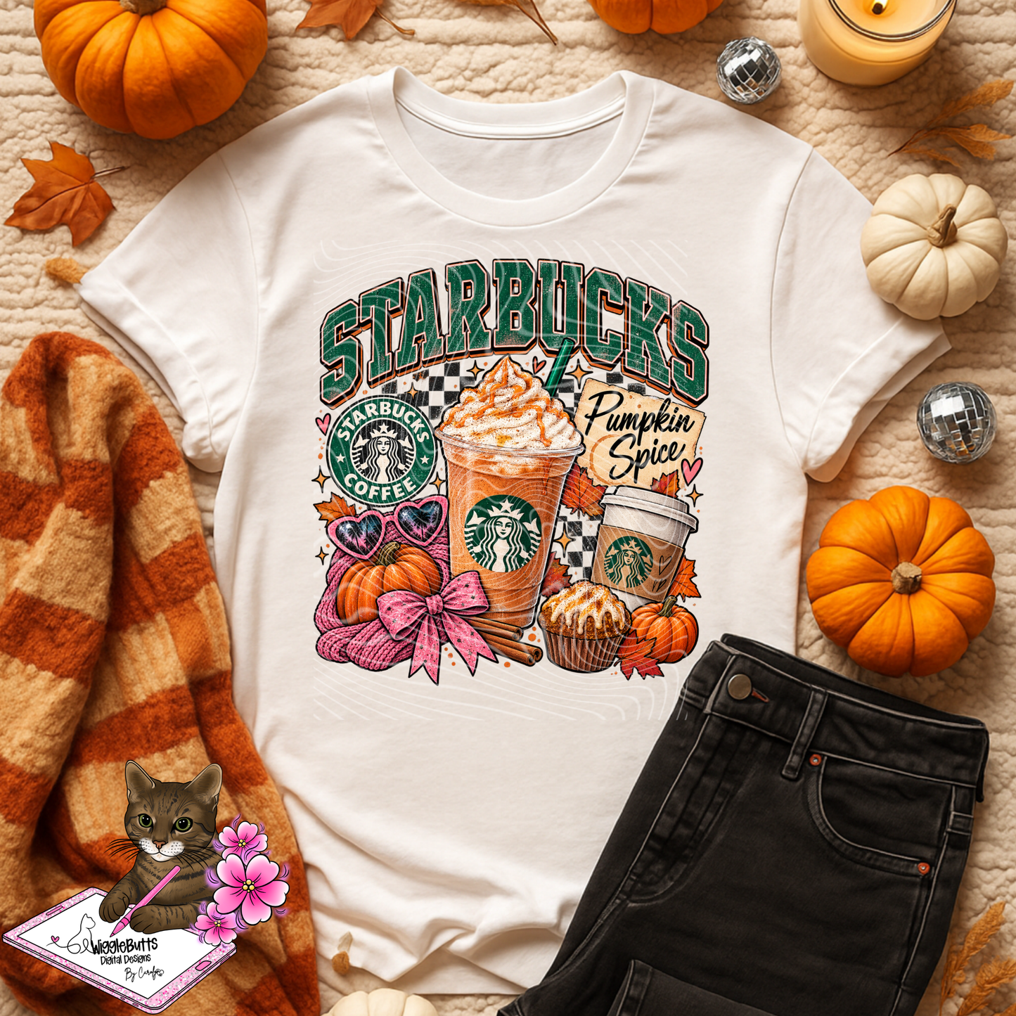 Coffee Lovers Green Pumpkin Spice Fall PNG Design