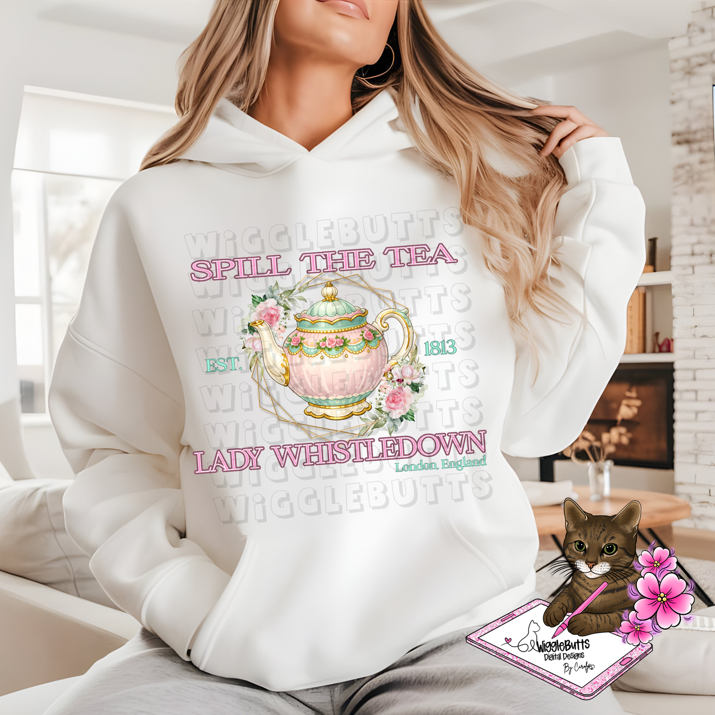 19th Century Drama Spill the Tea PNG Design