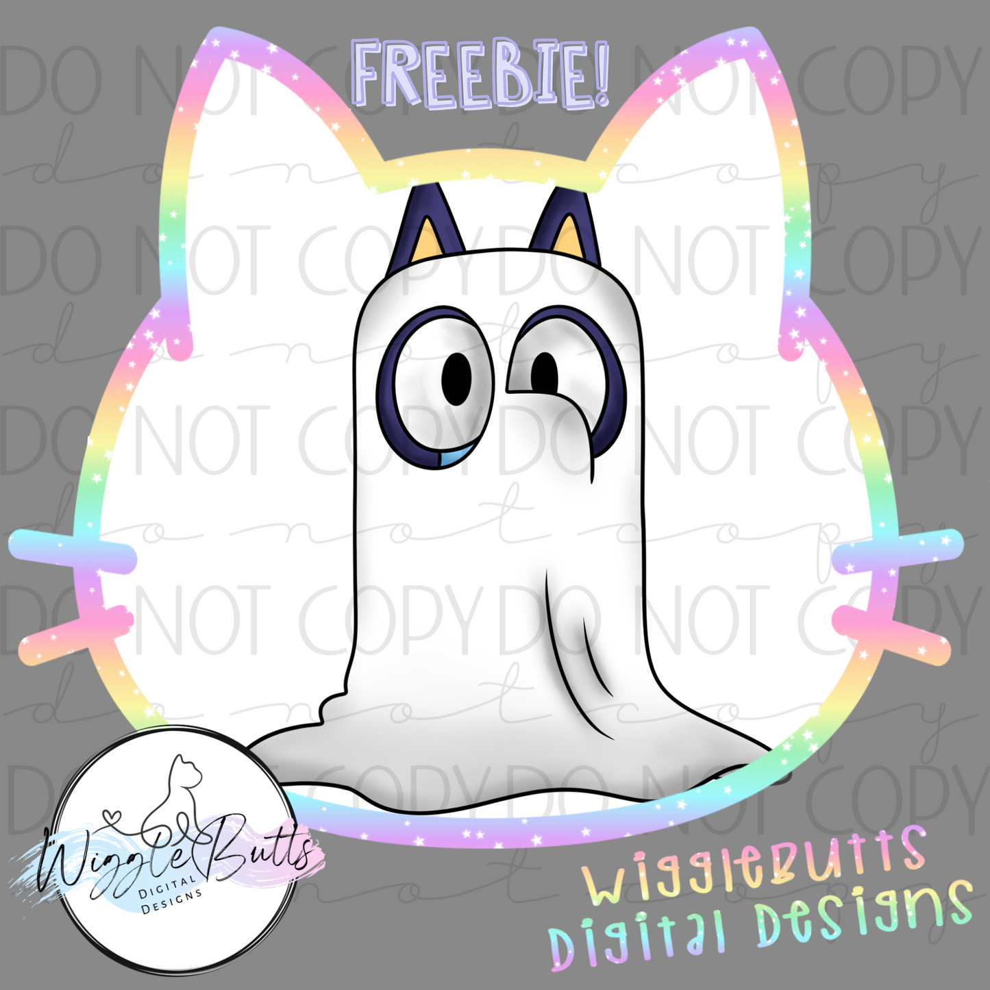 Blue Dog Puppies Boo Halloween Ghost ClipArt Piece