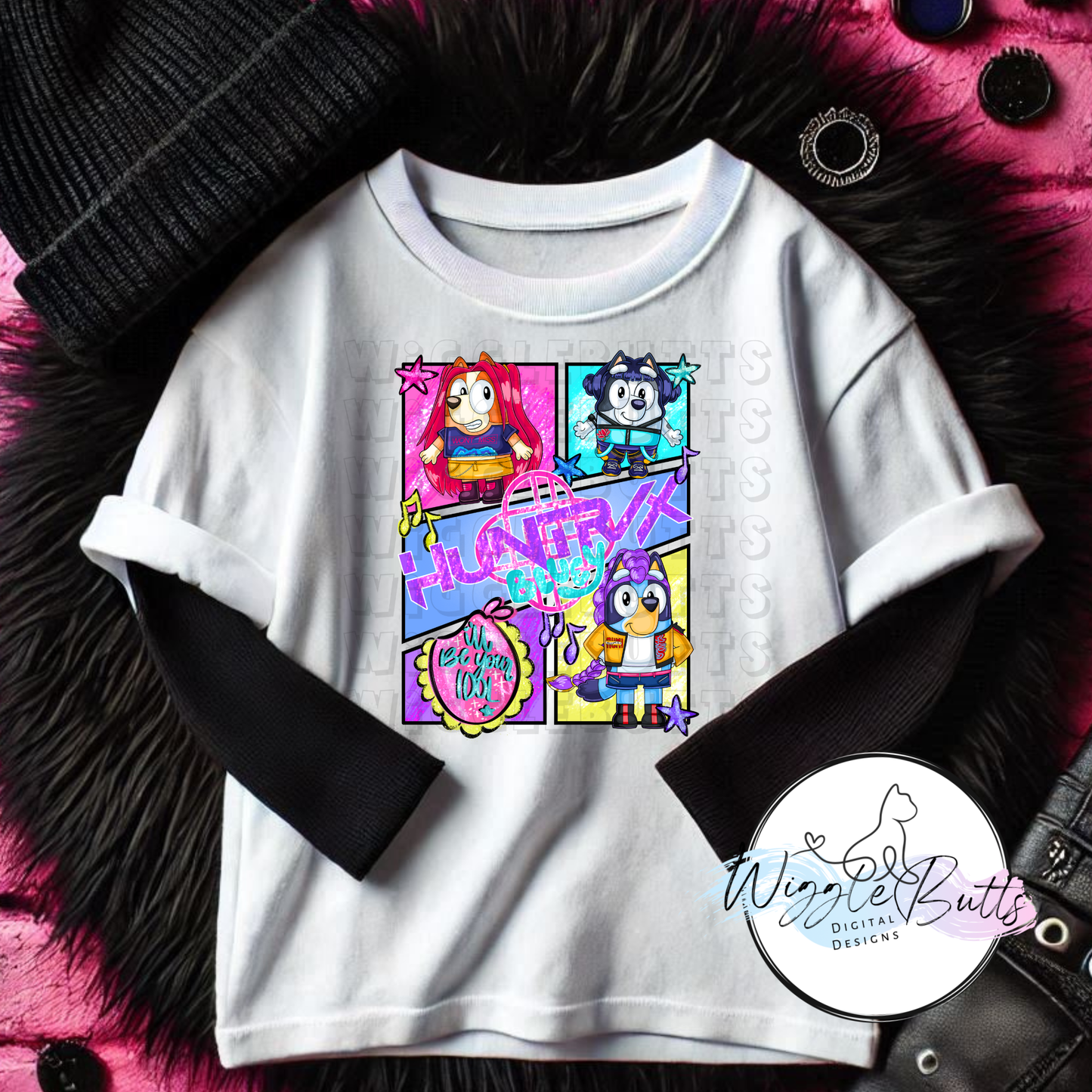 Blue Dog Puppies Hunter Girls Anime PNG Design